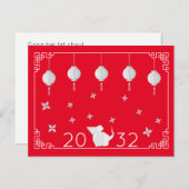 Chinees Nieuwjaar Origami Rat ROOD Briefkaart (Voorkant / Achterkant)