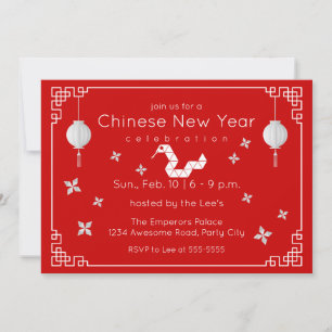 Chinees Nieuwjaar Origami Slang Uitnodiging
