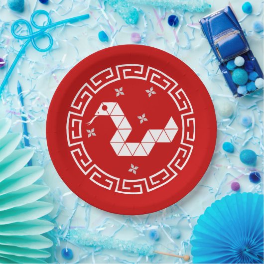 Chinees Nieuwjaar Origami Snake & Stars Papieren Bordje (Feest)