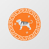 Chinees Nieuwjaar Origami Tijger & Sterren Raamsticker (Vel)