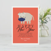 Chinees Nieuwjaar Ossenmasker 2021 Rode Vakantie K Kaart (Staand voorkant)