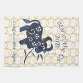 Chinees nieuwjaar Ox dierentuin 2021 Theedoek (Horizontaal)