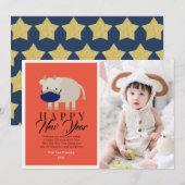 Chinees Nieuwjaar Ox Mask 2021 Vakantiefotokaart Kaart (Voorkant / Achterkant)