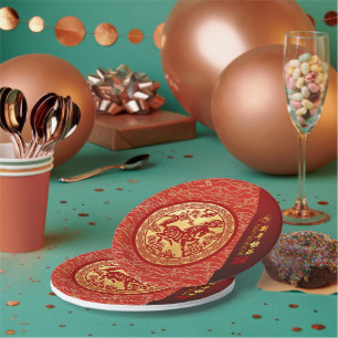 Chinees Nieuwjaar Paard 2026 Red Gold PPRP Papieren Bordje