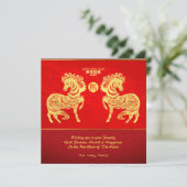 Chinees Nieuwjaar Paard Dubbele gouden papier-cut  Kaart (Staand voorkant)