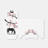 Chinees Nieuwjaar Paard en Rode Bloesems Bedankdoosjes (Uitgevouwen)