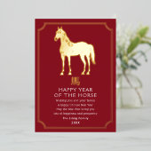 Chinees Nieuwjaar Paard Folie Feestdagenkaart (Staand Voorkant)