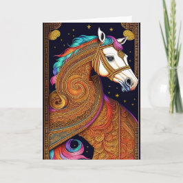 Chinees Nieuwjaar Paard Wenskaart Kaart