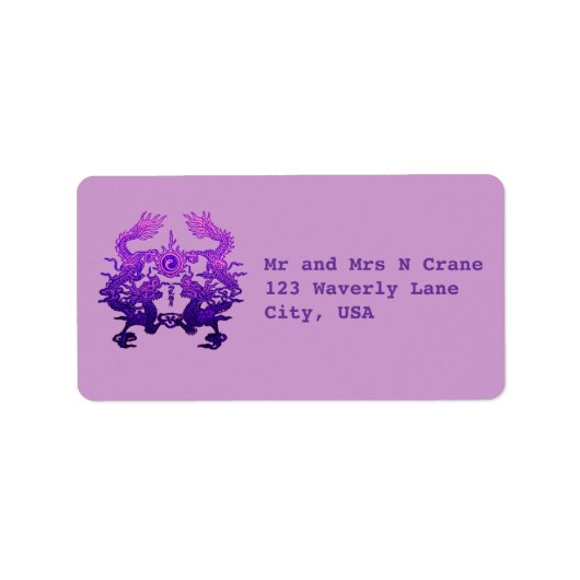 CHINEES NIEUWJAAR Paarse Draken Etiket (Voorkant)