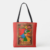 Chinees Nieuwjaar Papercut Dragon Hout Rood Goud Tote Bag (Achterkant)