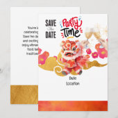 Chinees Nieuwjaar partij sparen de datum Kaart (Voorkant / Achterkant)