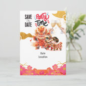 Chinees Nieuwjaar partij sparen de datum Kaart (Staand voorkant)