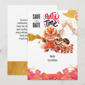 Chinees Nieuwjaar partij sparen de datum Kaart (Voorkant / Achterkant)