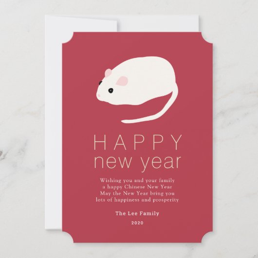 Chinees Nieuwjaar Rat 2020 Bourgogne Vakantie Kaar Kaart (Voorkant)