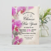 Chinees nieuwjaar Rat Floral roze orchidee Kaart (Staand voorkant)