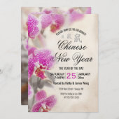 Chinees nieuwjaar Rat Floral roze orchidee Kaart (Voorkant / Achterkant)