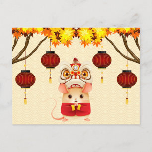 Chinees Nieuwjaar Rat Leeuw Dancer Briefkaart