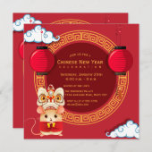 Chinees Nieuwjaar Rat Leeuw Dancer Kaart (Voorkant / Achterkant)