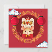 Chinees Nieuwjaar Rat Leeuw Dancer Kaart (Achterkant)