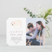 Chinees Nieuwjaar Rat Witte Foto Vakantie Kaart (Staand voorkant)