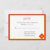 Chinees nieuwjaar - Red Lucky Fu-symbool RSVP Kaartje (Achterkant)