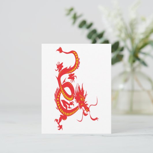 Chinees nieuwjaar rode draak feestdagenkaart (Staand voorkant)