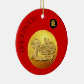 Chinees Nieuwjaar Rode Gouden Draak 2024 CRO Keramisch Ornament (Rechts)