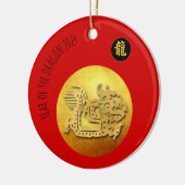 Chinees Nieuwjaar Rode Gouden Draak 2024 CRO Keramisch Ornament (Links)