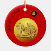 Chinees Nieuwjaar Rode Gouden Draak 2024 CRO Keramisch Ornament (Achterkant)
