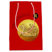 Chinees Nieuwjaar Rode Gouden Draak 2024 MGB Medium Cadeauzakje (Voorkant)