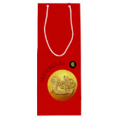 Chinees Nieuwjaar Rode Gouden Draak 2024 WGB Wijn Cadeautas (Achterkant)