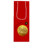 Chinees Nieuwjaar Rode Gouden Draak 2024 WGB Wijn Cadeautas (Voorkant)