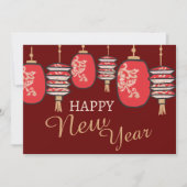 Chinees Nieuwjaar Rode Lantaarn Draak Feestdagenkaart (Voorkant)