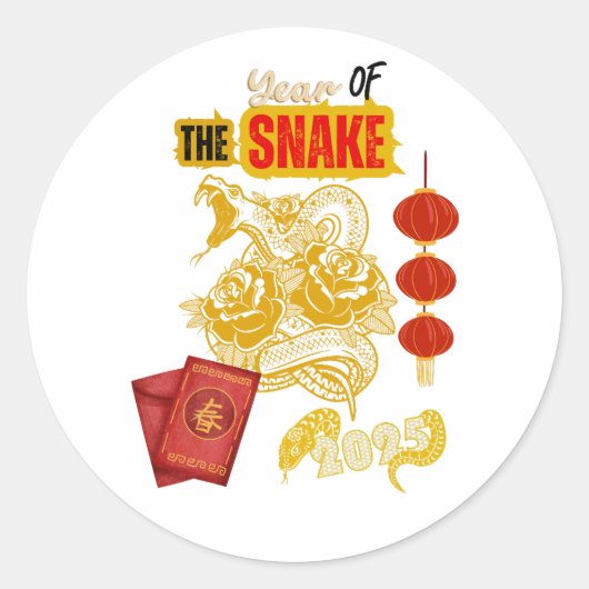 Chinees nieuwjaar ronde sticker (Voorkant)