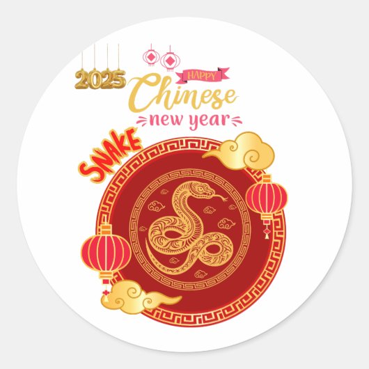 Chinees nieuwjaar ronde sticker (Voorkant)