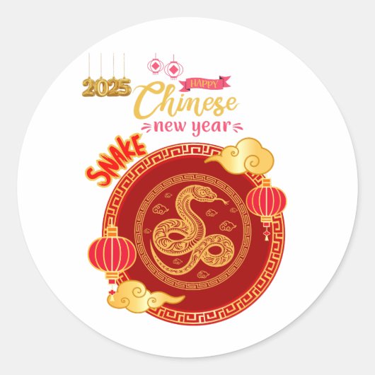 Chinees nieuwjaar ronde sticker (Voorkant)
