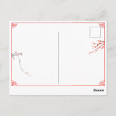 Chinees nieuwjaar roze roodbloem sneeuwval briefkaart (Achterkant)