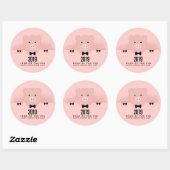 Chinees nieuwjaar roze roze roze roze ronde sticker (Vel)