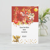 Chinees Nieuwjaar Save the Date party Kaart (Staand voorkant)