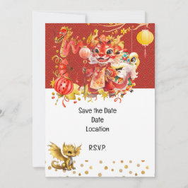 Chinees Nieuwjaar Save the Date party Kaart
