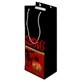 Chinees Nieuwjaar Schattige Aap Zodiac Verjaardag  Wijn Cadeautas (Achterkant Gekanteld)