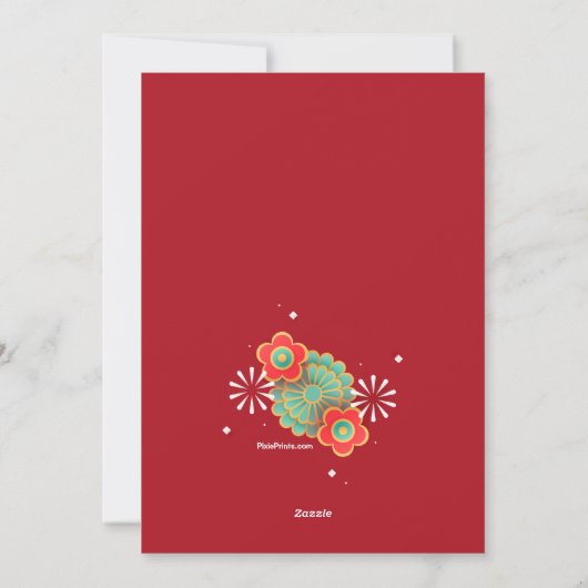 Chinees Nieuwjaar Scroll Feestdagenkaart (Achterkant)