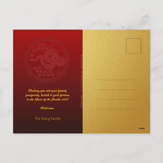Chinees Nieuwjaar Slang 2025 met wensen HPC Feestdagenkaart (Achterkant)