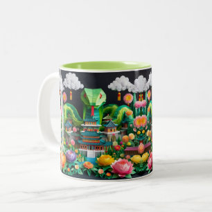 Chinees Nieuwjaar Slang 2025 Origami 2TM8 Tweekleurige Koffiemok