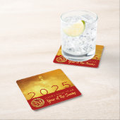 Chinees Nieuwjaar Slang 2025 Rood Goud PCoa Kartonnen Onderzetters (Insitu)