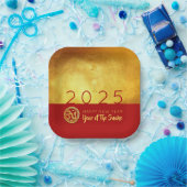 Chinees Nieuwjaar Slang 2025 Rood Goud SqPP Papieren Bordje (Feest)