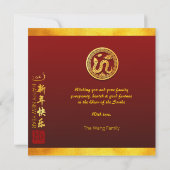 Chinees Nieuwjaar Slang 2025 Rood Goud Wensen SqC Kaart (Achterkant)