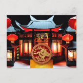 Chinees Nieuwjaar Slang 2025 Tempel + Teksten HPos Feestdagenkaart (Voorkant)