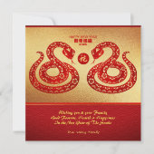Chinees Nieuwjaar Slang Dubbele gouden papier-cut Kaart (Voorkant)
