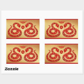 Chinees Nieuwjaar Slang Dubbele gouden papier-cut  Rechthoekige Sticker (Vel)